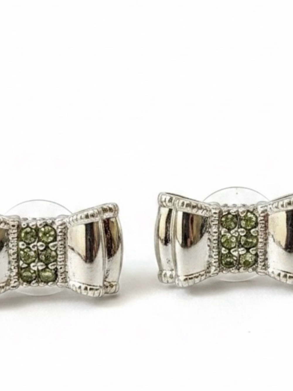 kate spade “New York Moon River”Silver Bow Pave Crystal Stud Earrings